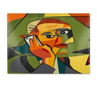 Benjamin Tate Design Portrait Cubism Art Style,man Calls On A Phone Designer Glass Chopping Board Designer Style