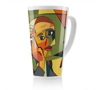 Benjamin Tate Design Portrait Cubism Art Style,man Calls On A Phone Designer Latte Mug