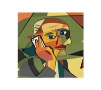 Benjamin Tate Design Portrait Cubism Art Style,man Calls On A Phone Designer Splash Back Designer Style