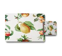Benjamin Tate Design Premium Wood Backed Placemat And Coaster Set With Designer Fruit Artwork Limited Edition