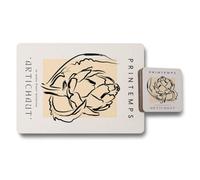 Benjamin Tate Design Printemps Placemat Coaster Set Le Jardin Fleuri Collection Artichaut With Wood Bottom Limited Edition