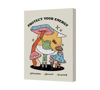 Benjamin Tate Design Protect Your Energy Mushroom Fantasy Canvas Art Print With Frog Illustration