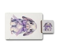 Benjamin Tate Design Rabbit Fine Art Placemat Coaster Set Limited Edition