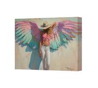 Benjamin Tate Design Rainbow Winged Woman Canvas Art Print On Deep Wooden Frame