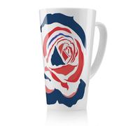 Benjamin Tate Design Red & Blue Rose Print Latte Mug, Stunning Designer Mug Fit For Any Home, Treat Yourself Or A Loved One