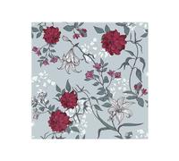 Benjamin Tate Design Red & White Winter Floral Splash Back in Natural Benjamin Tate Design Natural