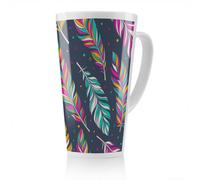 Benjamin Tate Design Retro Color Feathers Latte Mug, Stunning Designer Mug Fit For Any Home, Treat Yourself Or A Loved One
