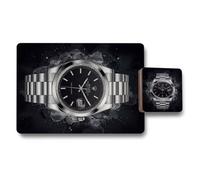 Benjamin Tate Design Rolex Inspired Placemats And Coasters Set In Stainless Steel Art With Wood Backing Limited Edition