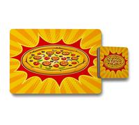 Benjamin Tate Design round pizza pop art retro placemat coaster set in Natural Benjamin Tate Design Natural