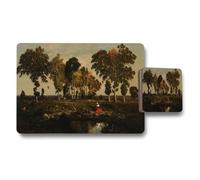Benjamin Tate Design Rural Landscape Placemat And Coaster Set With Trees By River