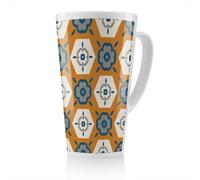 Benjamin Tate Design Rust Orange With Gray Navy Blue And Beige Latte Mug, Stunning Designer Mug Fit For Any Home, Treat Yourself Or A Loved One