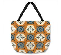 Benjamin Tate Design Rust Orange With Gray Navy Blue And Beige Tote Bat Designer Style