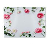 Benjamin Tate Design Scattered Flowers Glass Chopping Board in Natural Benjamin Tate Design Natural