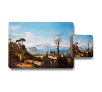 Benjamin Tate Design Scenic Landscape Placemat And Coaster Set Featuring Coastal Village Artwork