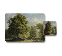 Benjamin Tate Design Scenic Tree Landscape Placemat And Coaster Set Deluxe