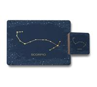 Benjamin Tate Design Scorpio Constellation Placemat And Coaster Set With Wood Bottom And Designer Artwork Limited Edition