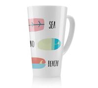 Benjamin Tate Design Sea Sand Surf Beach Latte Mug, Stunning Designer Mug Fit For Any Home, Treat Yourself Or A Loved One