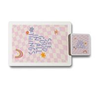 Benjamin Tate Design See Good In All Things Placemat And Coaster Set With Designer Artwork And Wood Backed Limited Edition