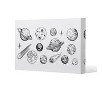 Benjamin Tate Design Set Of Space Objects Planets, Stars Slim Style Canvas Print 20X30Cm , 15mm Slim Real Wood.