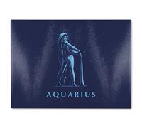 Benjamin Tate Design Sign Of The Zodiac Aquarius Dining Glass Chopping Board in Natural Benjamin Tate Design Natural