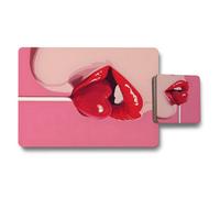 Benjamin Tate Design Signature Pink Lip Art Placemat And Coaster Set With High End Print Artwork And Wood Backing 12 Piece