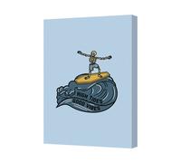 Benjamin Tate Design Skeleton Surfing On Surfboard Canvas Art Print High Tides Good Vibes