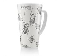 Benjamin Tate Design Sketch Of Scarab Beetle May Bug Bee And Dragonfly Latte Mug, Stunning Designer Mug Fit For Any Home, Treat Yourself Or A Loved One