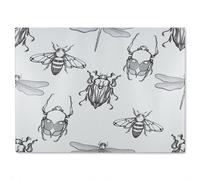 Benjamin Tate Design Sketch Of Scarab Beetle May Bug Bee & Dragonfly Glass Chopping Board in Natural Benjamin Tate Design Natural