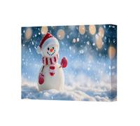 Benjamin Tate Design Snowman Canvas Wall Art Winter Scene With Snowfall