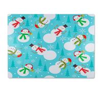 Benjamin Tate Design Snowman Seamless Pattern Design Dining Glass Chopping Board in Natural Benjamin Tate Design Natural