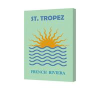 Benjamin Tate Design St Tropez Sunset Over Waves Canvas Wall Art French Riviera