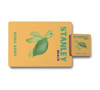Benjamin Tate Design Stanley Beach Placemat Coaster Set Wood Bottom Designer Artwork Limited Hong Kong Edition