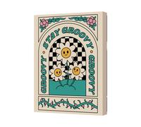 Benjamin Tate Design Stay Groovy Floral Canvas Art Print With Daisies And Checkerboard Arch