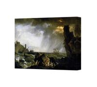 Benjamin Tate Design Stormy Seascape Canvas Print With Shipwreck And Rugged Coast