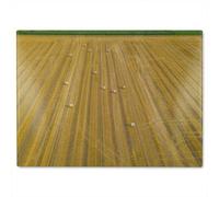 Benjamin Tate Design Straw Bales Of Wheat Lying On Harvested Field Designer Glass Chopping Board
