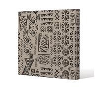 Benjamin Tate Design Striped Egyptian Theme With Ethnic And Tribal Motifs Slim Style Canvas Print 60X60Cm , 15mm Slim Real Wood.