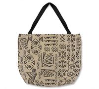 Benjamin Tate Design Striped Egyptian Theme With Ethnic & Tribal Motifs Tote bat in Natural Benjamin Tate Design Natural