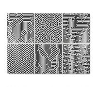 Benjamin Tate Design Striped Geometric Patterns Glass Chopping Board in Natural Benjamin Tate Design Natural