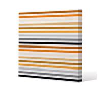 Benjamin Tate Design Striped Pattern, Orange Black Gray Beige And Brown Slim Style Canvas Print 20X20Cm , 15mm Slim Real Wood.