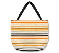 Benjamin Tate Design Striped Pattern Orange Black Gray Beige & Brown Tote bat in Natural Benjamin Tate Design Natural