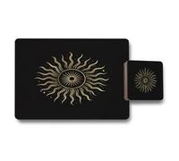 Benjamin Tate Design Sunburst Gold Placemats And Coasters Set, Gilded Collection, Limited Edition For Luxury Tables And Entertaining