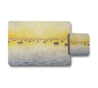 Benjamin Tate Design Sunset Harbor Coastal Boat Placemat And Coaster Set