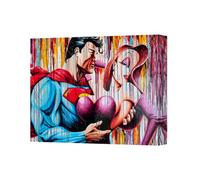 Benjamin Tate Design Superhero Canvas Wall Art Superman And Wonder Woman Heart Scene