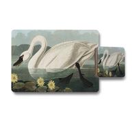 Benjamin Tate Design Swan Placemats And Coaster Set With Water Lily Artwork