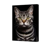Benjamin Tate Design Tabby Cat Canvas Print Close Up Portrait With Yellow Eyes Wall Art