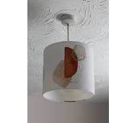 Benjamin Tate Design terracotta orange blush pink ivory beige watercolor illustration & gold elements ceiling lamp shade in Natural Benjamin Tate Design Natural