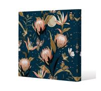 Benjamin Tate Design The Moon, Butterflies & Flowers (Canvas Print) / 46 x 46 x 4cm in Natural | Size: 46 x 46 x 4 cm Benjamin Tate Design Natural 46 x 46 x 4 cm
