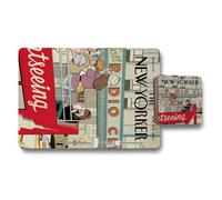 Benjamin Tate Design The New Yorker Placemat And Coaster Set Of 12 In Vintage Poster Art Collection With Wood Base