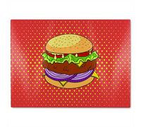 Benjamin Tate Design The Pop Art Illustration Of Burger Designer Glass Chopping Board