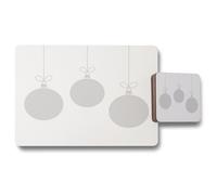 Benjamin Tate Design three hanging christmas baubles placemat coaster set in Natural Benjamin Tate Design Natural